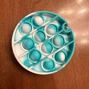New Blue and White Pop It Fidget Toy 3in by 3in keychain